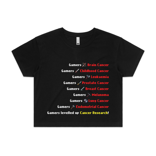 Gamers VS Cancer Charity Tee by Lonely Kids Club. All clothing from our T-shirts to our shorts and hoodies are ethically made, and printed packed and shipped from Sydney.