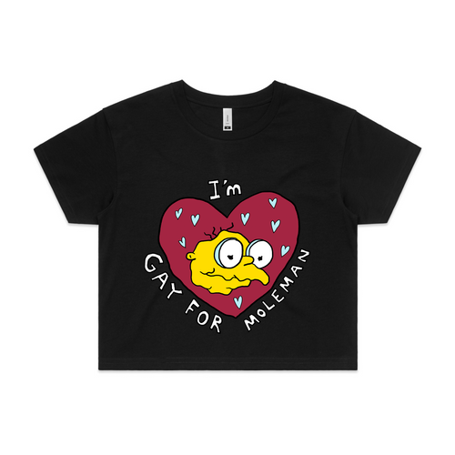 Gay For Moleman Tee by Lonely Kids Club. All clothing from our T-shirts to our shorts and hoodies are ethically made, and printed packed and shipped from Sydney.