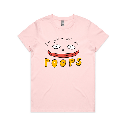 Girl Who Poops Tee by Lonely Kids Club. All clothing from our T-shirts to our shorts and hoodies are ethically made, and printed packed and shipped from Sydney.