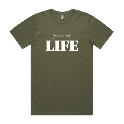 Giver Of Life Tee by Lonely Kids Club. All clothing from our T-shirts to our shorts and hoodies are ethically made, and printed packed and shipped from Sydney.