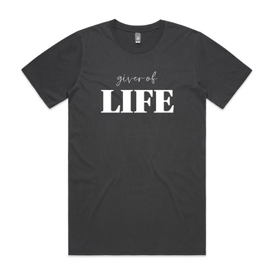 Giver Of Life Tee by Lonely Kids Club. All clothing from our T-shirts to our shorts and hoodies are ethically made, and printed packed and shipped from Sydney.
