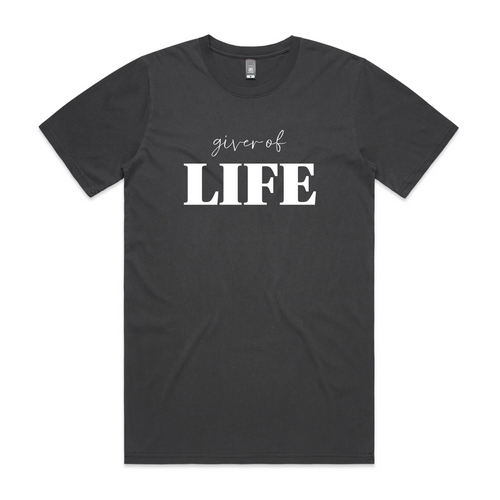 Giver Of Life Tee by Lonely Kids Club. All clothing from our T-shirts to our shorts and hoodies are ethically made, and printed packed and shipped from Sydney.