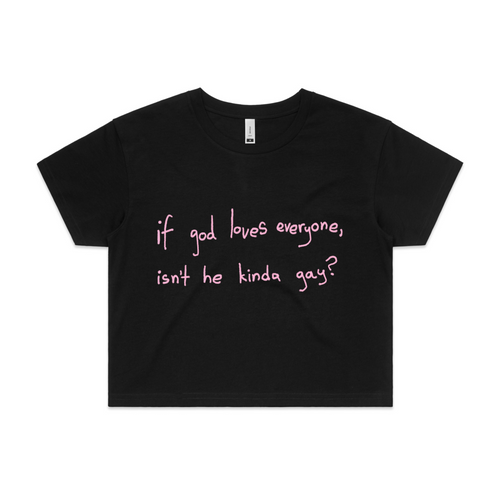 God Loves Everyone Tee by Lonely Kids Club. All clothing from our T-shirts to our shorts and hoodies are ethically made, and printed packed and shipped from Sydney.