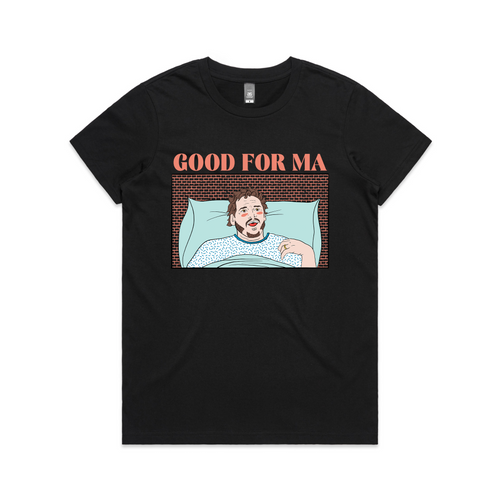 Good For Ma Tee by Lonely Kids Club. All clothing from our T-shirts to our shorts and hoodies are ethically made, and printed packed and shipped from Sydney.