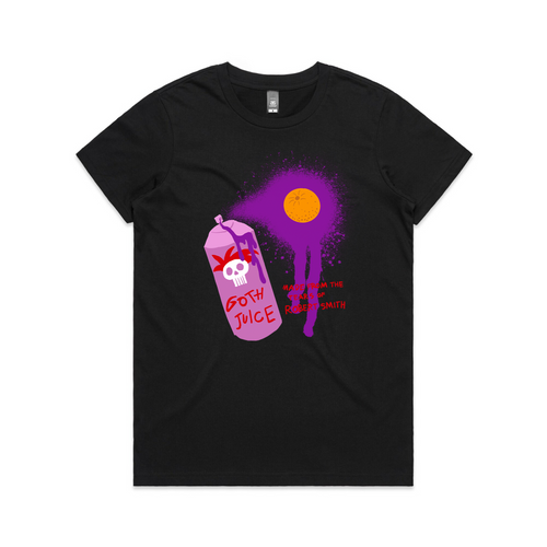 Goth Juice Tee by Lonely Kids Club. All clothing from our T-shirts to our shorts and hoodies are ethically made, and printed packed and shipped from Sydney.