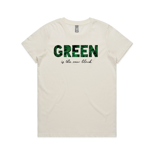 Green Is The New Black Tee by Lonely Kids Club. All clothing from our T-shirts to our shorts and hoodies are ethically made, and printed packed and shipped from Sydney.