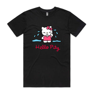 Hello Pity Tee by Lonely Kids Club. All clothing from our T-shirts to our shorts and hoodies are ethically made, and printed packed and shipped from Sydney.