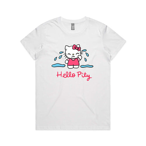 Hello Pity Tee by Lonely Kids Club. All clothing from our T-shirts to our shorts and hoodies are ethically made, and printed packed and shipped from Sydney.