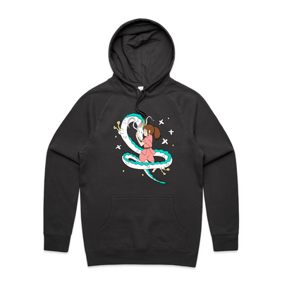 Haku & Chihiro Hoodie by Lonely Kids Club. All clothing from our T-shirts to our shorts and hoodies are ethically made, and printed packed and shipped from Sydney.