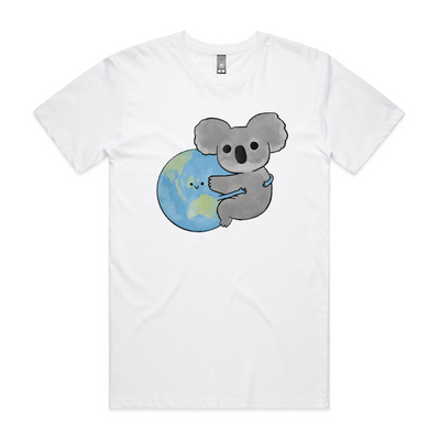 Hanging Koala Tee by Lonely Kids Club. All clothing from our T-shirts to our shorts and hoodies are ethically made, and printed packed and shipped from Sydney.