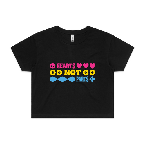 Hearts Not Parts Tee by Lonely Kids Club. All clothing from our T-shirts to our shorts and hoodies are ethically made, and printed packed and shipped from Sydney.