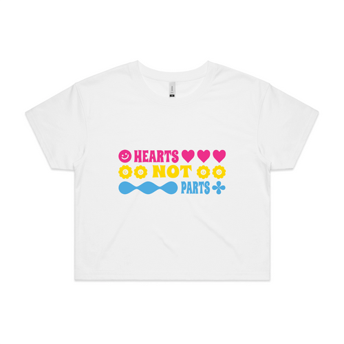 Hearts Not Parts Tee by Lonely Kids Club. All clothing from our T-shirts to our shorts and hoodies are ethically made, and printed packed and shipped from Sydney.