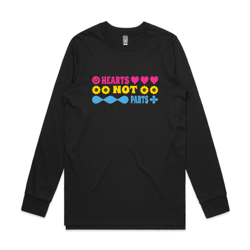 Hearts Not Parts Tee by Lonely Kids Club. All clothing from our T-shirts to our shorts and hoodies are ethically made, and printed packed and shipped from Sydney.