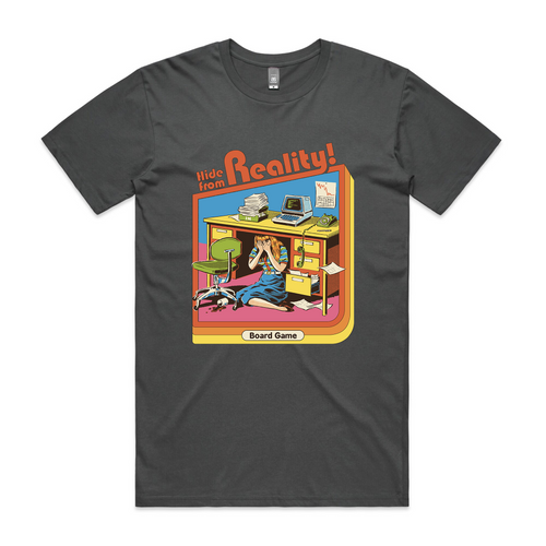 Hide From Reality Tee by Lonely Kids Club. All clothing from our T-shirts to our shorts and hoodies are ethically made, and printed packed and shipped from Sydney.