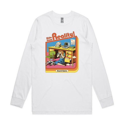Hide From Reality Tee by Lonely Kids Club. All clothing from our T-shirts to our shorts and hoodies are ethically made, and printed packed and shipped from Sydney.
