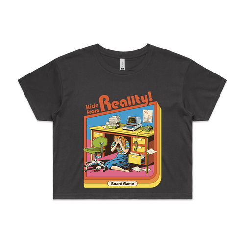 Hide From Reality Tee by Lonely Kids Club. All clothing from our T-shirts to our shorts and hoodies are ethically made, and printed packed and shipped from Sydney.