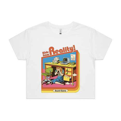 Hide From Reality Tee by Lonely Kids Club. All clothing from our T-shirts to our shorts and hoodies are ethically made, and printed packed and shipped from Sydney.