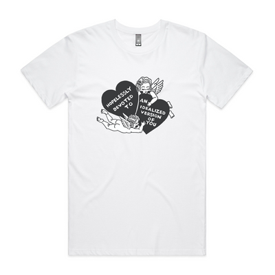 Hopelessly Devoted Tee by Lonely Kids Club. All clothing from our T-shirts to our shorts and hoodies are ethically made, and printed packed and shipped from Sydney.