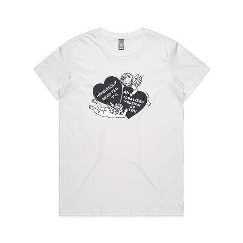 Hopelessly Devoted Tee by Lonely Kids Club. All clothing from our T-shirts to our shorts and hoodies are ethically made, and printed packed and shipped from Sydney.