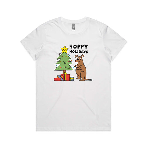 Hoppy Holidays Tee by Lonely Kids Club. All clothing from our T-shirts to our shorts and hoodies are ethically made, and printed packed and shipped from Sydney.