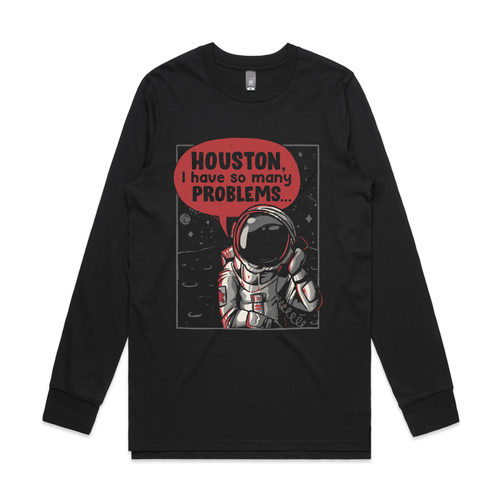 Houston, I Have Many Problems Tee by Lonely Kids Club. All clothing from our T-shirts to our shorts and hoodies are ethically made, and printed packed and shipped from Sydney.