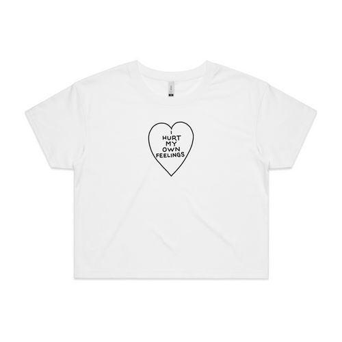 Hurt My Own Feelings Tee by Lonely Kids Club. All clothing from our T-shirts to our shorts and hoodies are ethically made, and printed packed and shipped from Sydney.
