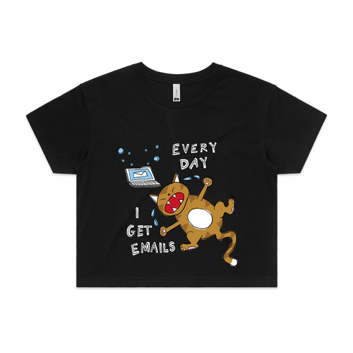 I Get Emails Tee by Lonely Kids Club. All clothing from our T-shirts to our shorts and hoodies are ethically made, and printed packed and shipped from Sydney.