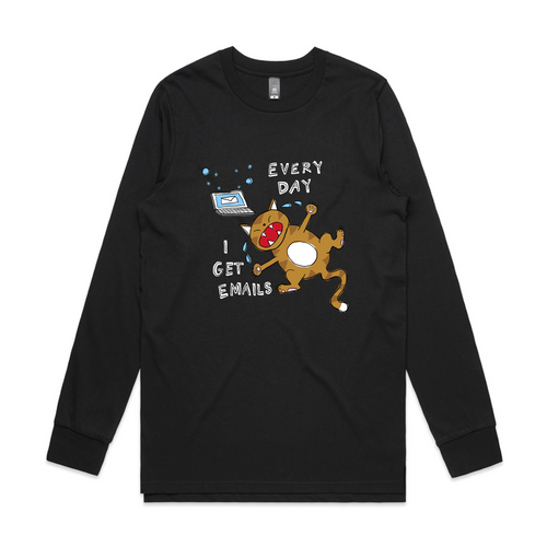 I Get Emails Tee by Lonely Kids Club. All clothing from our T-shirts to our shorts and hoodies are ethically made, and printed packed and shipped from Sydney.