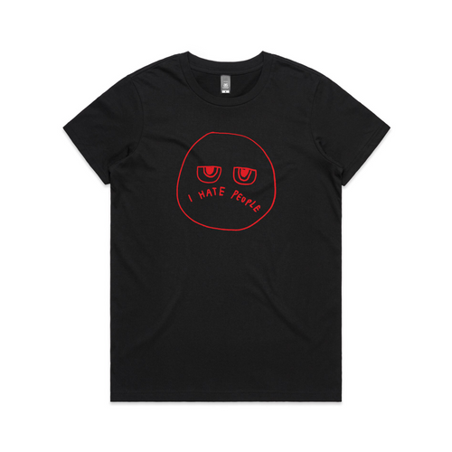 I Hate People Tee by Lonely Kids Club. All clothing from our T-shirts to our shorts and hoodies are ethically made, and printed packed and shipped from Sydney.