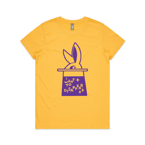 I Want To Disappear Tee by Lonely Kids Club. All clothing from our T-shirts to our shorts and hoodies are ethically made, and printed packed and shipped from Sydney.
