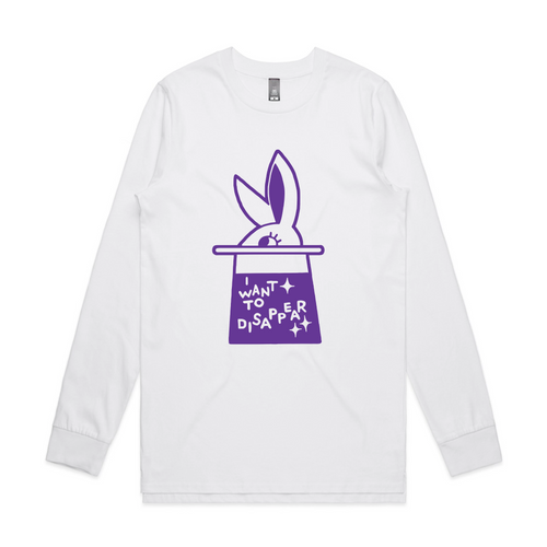 I Want To Disappear Tee by Lonely Kids Club. All clothing from our T-shirts to our shorts and hoodies are ethically made, and printed packed and shipped from Sydney.
