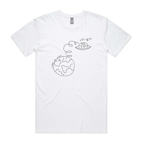 I Want To Leave Tee by Lonely Kids Club. All clothing from our T-shirts to our shorts and hoodies are ethically made, and printed packed and shipped from Sydney.