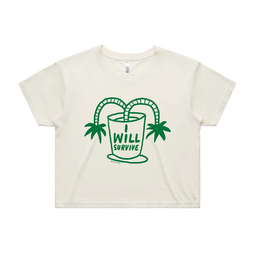I Will Survive Tee by Lonely Kids Club. All clothing from our T-shirts to our shorts and hoodies are ethically made, and printed packed and shipped from Sydney.