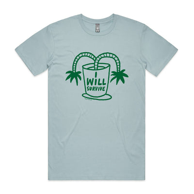 I Will Survive Tee by Lonely Kids Club. All clothing from our T-shirts to our shorts and hoodies are ethically made, and printed packed and shipped from Sydney.