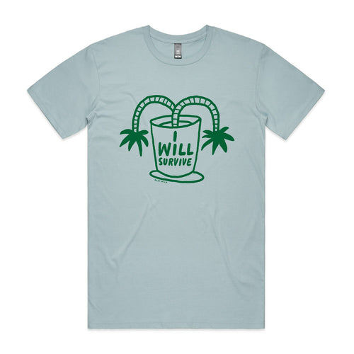 I Will Survive Tee by Lonely Kids Club. All clothing from our T-shirts to our shorts and hoodies are ethically made, and printed packed and shipped from Sydney.