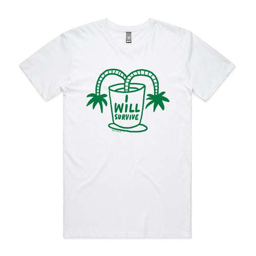 I Will Survive Tee by Lonely Kids Club. All clothing from our T-shirts to our shorts and hoodies are ethically made, and printed packed and shipped from Sydney.