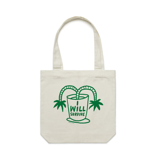 I Will Survive Tote by Lonely Kids Club. All clothing from our T-shirts to our shorts and hoodies are ethically made, and printed packed and shipped from Sydney.