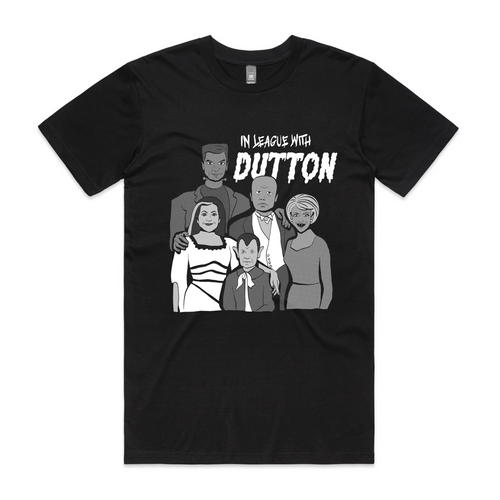 In League With Dutton Tee by Lonely Kids Club. All clothing from our T-shirts to our shorts and hoodies are ethically made, and printed packed and shipped from Sydney.