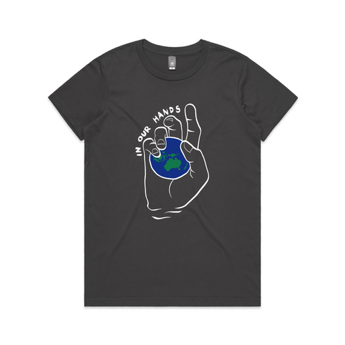 In Our Hands Tee by Lonely Kids Club. All clothing from our T-shirts to our shorts and hoodies are ethically made, and printed packed and shipped from Sydney.
