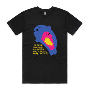 Insecure Seal Tee by Lonely Kids Club. All clothing from our T-shirts to our shorts and hoodies are ethically made, and printed packed and shipped from Sydney.