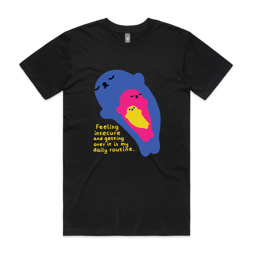 Insecure Seal Tee by Lonely Kids Club. All clothing from our T-shirts to our shorts and hoodies are ethically made, and printed packed and shipped from Sydney.