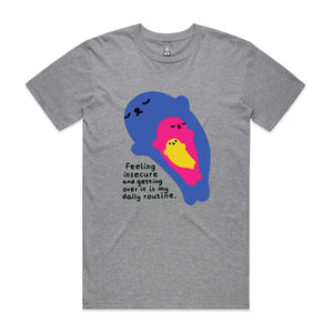 Insecure Seal Tee by Lonely Kids Club. All clothing from our T-shirts to our shorts and hoodies are ethically made, and printed packed and shipped from Sydney.