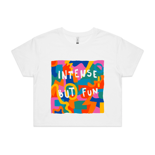 Intense But Fun Tee by Lonely Kids Club. All clothing from our T-shirts to our shorts and hoodies are ethically made, and printed packed and shipped from Sydney.
