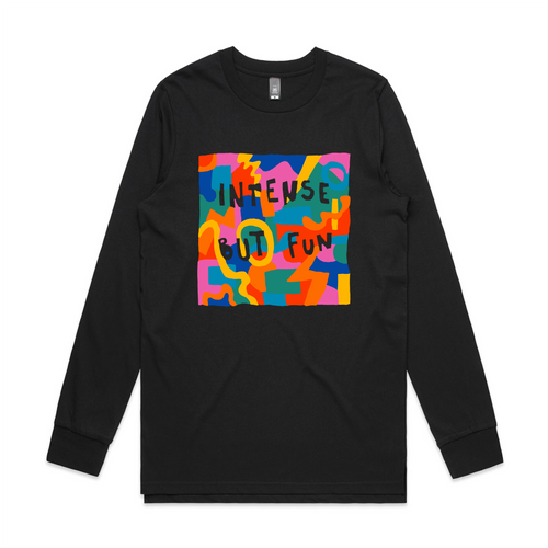 Intense But Fun Tee by Lonely Kids Club. All clothing from our T-shirts to our shorts and hoodies are ethically made, and printed packed and shipped from Sydney.
