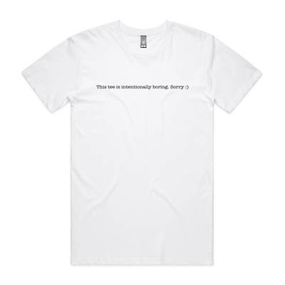 Intentionally Boring Tee by Lonely Kids Club. All clothing from our T-shirts to our shorts and hoodies are ethically made, and printed packed and shipped from Sydney.