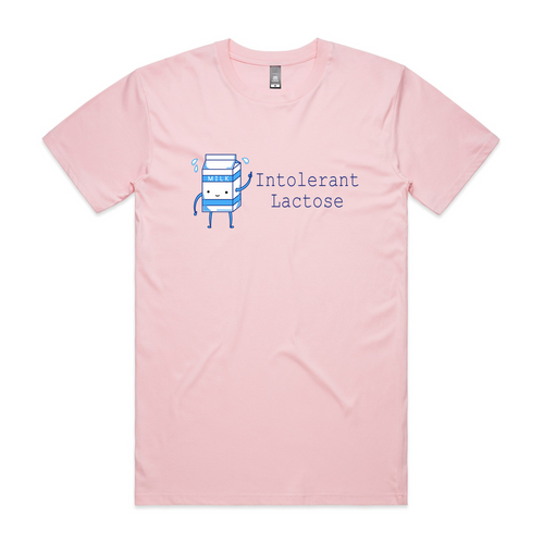 Intolerant Lactose Tee by Lonely Kids Club. All clothing from our T-shirts to our shorts and hoodies are ethically made, and printed packed and shipped from Sydney.