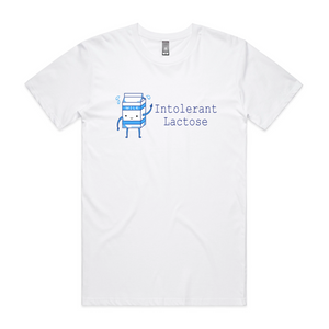 Intolerant Lactose Tee by Lonely Kids Club. All clothing from our T-shirts to our shorts and hoodies are ethically made, and printed packed and shipped from Sydney.