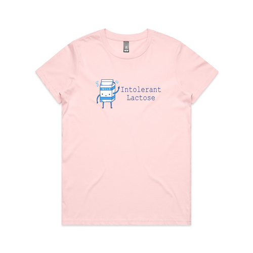 Intolerant Lactose Tee by Lonely Kids Club. All clothing from our T-shirts to our shorts and hoodies are ethically made, and printed packed and shipped from Sydney.