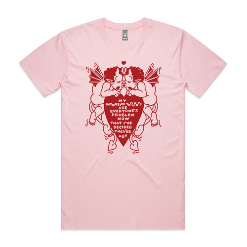 Intrusive Thoughts Tee by Lonely Kids Club. All clothing from our T-shirts to our shorts and hoodies are ethically made, and printed packed and shipped from Sydney.