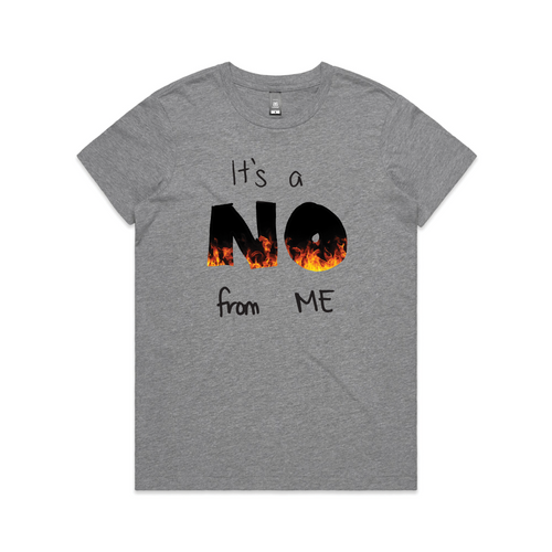 It's A No From Me Tee by Lonely Kids Club. All clothing from our T-shirts to our shorts and hoodies are ethically made, and printed packed and shipped from Sydney.